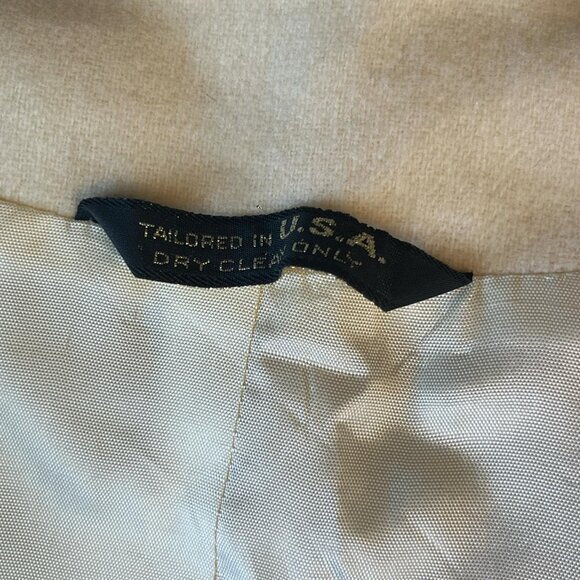 Vintage Raspini 100% Wool Bolero Women's Jacket Cream Open Face Shoulder Pads  C - Picture 3 of 10
